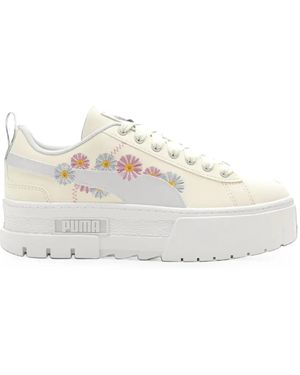 PUMA Mayze Floral-Embroidered Trainers - White