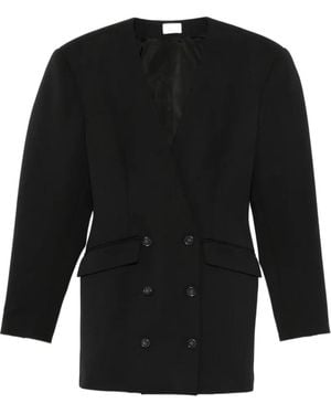 ANDAMANE Double-Breasted Collarless Jacket - Black