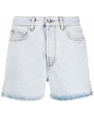 Off-White c/o Virgil Abloh Diag Print Denim Shorts - Blue