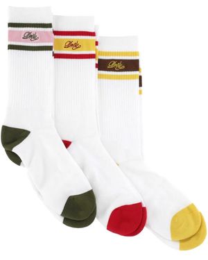 Drole de Monsieur Logo-Embellishment Socks (Set Of Three) - White