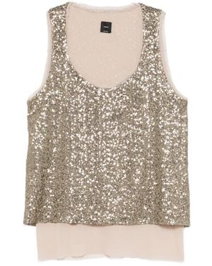 Pinko Sequin-Embellished Layered Top - Natural