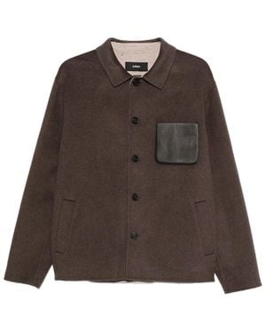 Arma Leather-Pocket Button-Fastening Shirt Jacket - Brown