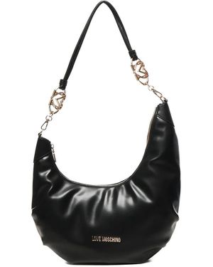 Love Moschino Chain-Detail Crescent Shoulder Bag - Black