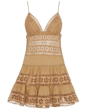 Charo Ruiz Isca Lace-Trimmed Tiered Mini Dress - Natural
