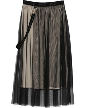 Liu Jo Layered-Design Midi Skirt - Black