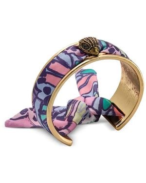 Kurt Geiger Eagle-Head Silk-Wrapped Bracelet - White