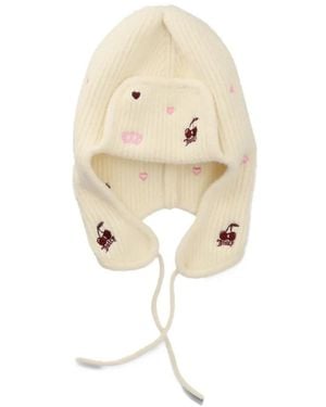 Juicy Couture Embroidered Knitted Trapper Hat - White