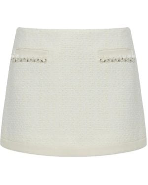 LoveShackFancy Rhonna Tweed Mini Skirt - White