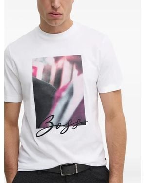 BOSS Abstract-Print T-Shirt - White