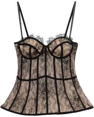 GIUSEPPE DI MORABITO Lace-Fabric Top - Brown