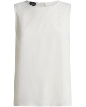 Etro Natural Tank Top With Amebas Print - White
