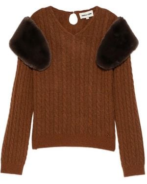 ShuShu/Tong Pullover Mit Faux Fur-Besatz - Braun