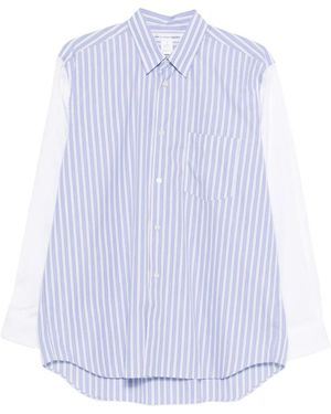 Comme des Garçons Striped Colour-Block Shirt - White