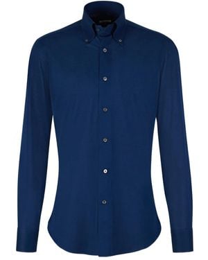 Fray ボタン シャツ - ブルー