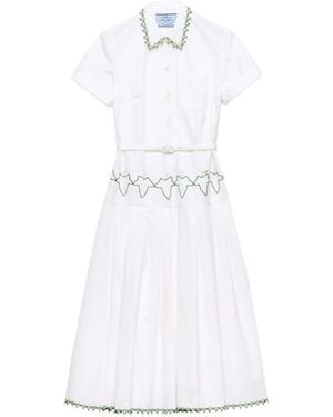 Prada Embroidered Old Reps Cloth Dress - White