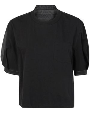Sacai ストライプ ブラウス - ブラック