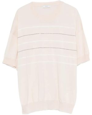 Peserico Stripes Crew Neck T-Shirt - White