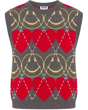 Moschino Smiley heart-intarsia vest - Rot