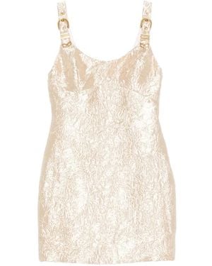 Versace Crushed Buckle-Detail Mini Dress - White