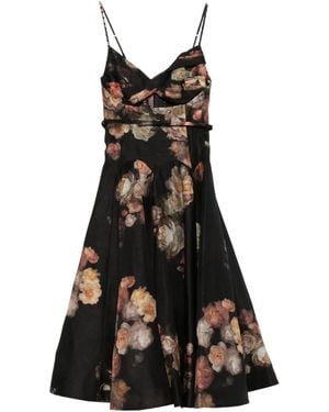 Zimmermann Hypnotic Twist Floral-print Midi Dress - ブラック