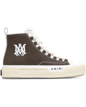 Amiri Ma Court Hi Logo-Embroidered Canvas Trainers - Brown