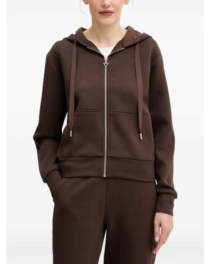 Guess Zipped Embellished Hoodie - Brown