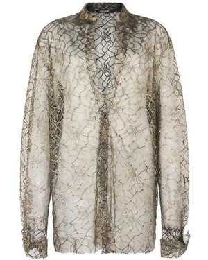 Roberto Cavalli Embroidered Lace Shirt - Black