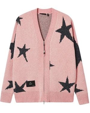 FIVE CM Star-Print Zip-Up Cardigan - Pink