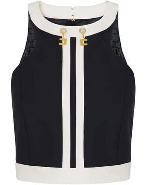 Elisabetta Franchi Colour-Blocking Logo-Chain Top - Blue