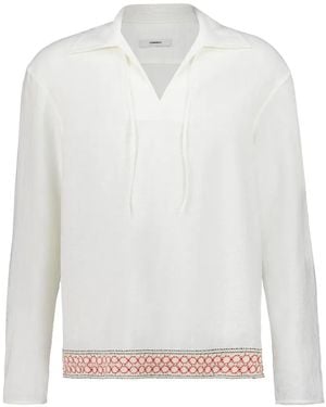 Commas Crochet-Trim Tie Shirt - White