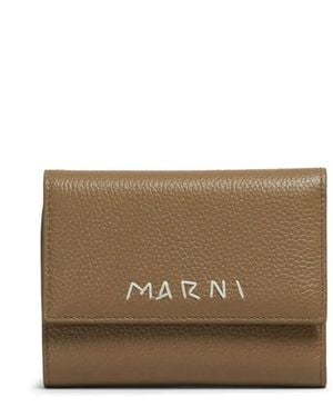 Marni Portemonnaie Mit Logo-Stickerei - Braun