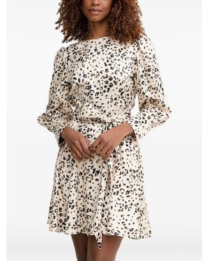 Morgan Leopard-Print Tie-Waist Mini Dress - Natural