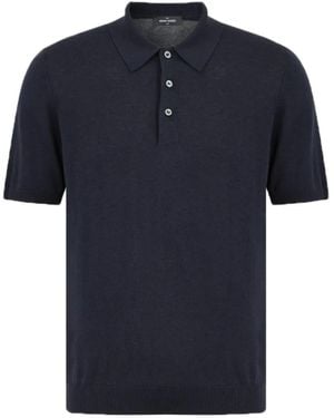 Gran Sasso Short-Sleeve Polo-Neck Jumper - Blue