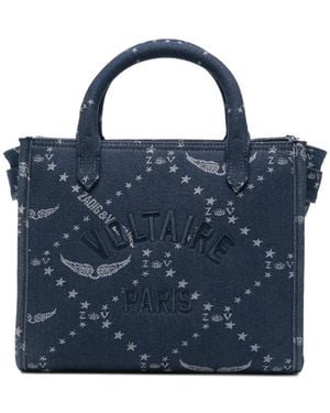 Zadig & Voltaire Angel Xs Monogram Denim Tote - Blue