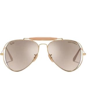 Dolce & Gabbana X Ray-Ban Double-Frame Pilot Sunglasses - Metallic