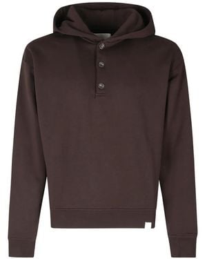 Woc Button-Placket Hoodie - Brown