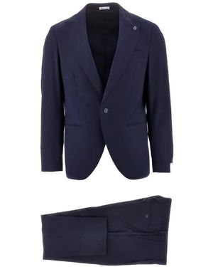 BRERAS Milano Notched-Lapel Single-Breasted Suit - Blue