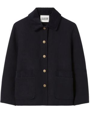 Claudie Pierlot Cropped Wool Tailored Coat - Blue