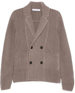 Iris Von Arnim Ribbed Double-Breasted Cashmere Cardigan - Brown