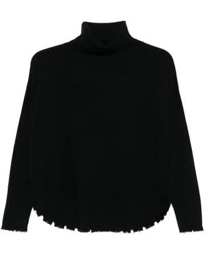 Kujten Ausgefranster Mavis Rollkragenpullover - Schwarz