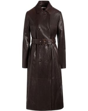 Bally Leren Jas Met Ceintuur - Zwart