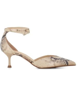 Sergio Levantesi Décolletè Camelia 6 Aspis Ankle Strap Snakeskin Court Shoes - Metallic