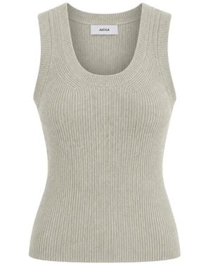 Jucca Ribbed-Knit Scoop-Neck Top - Grey