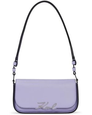 Karl Lagerfeld Signature レザーショルダーバッグ - パープル