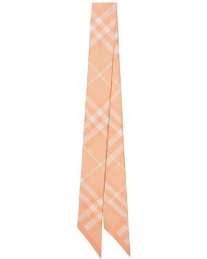 Burberry Foulard En Soie À Motif Vintage Check - Orange