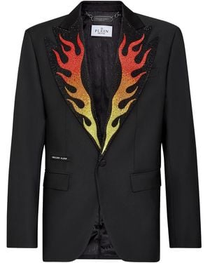 Philipp Plein Flame Single-Breasted Blazer - Black