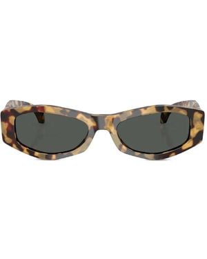 Versace Signature Tortoiseshell-Effect Geometric-Frame Sunglasses - Gray