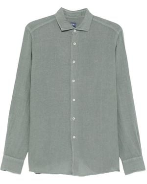 Fedeli Slub-Texture Long-Sleeve Shirt - Green