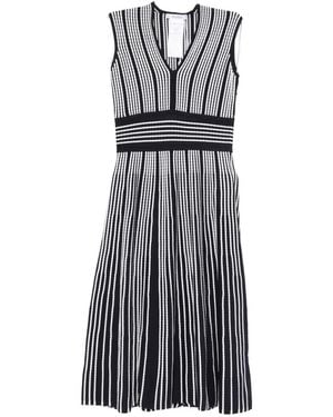 Max Mara Pinstripe-Print Sleeveless Dress - Grey