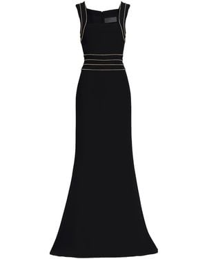Elie Saab Embellished-Trim Cady Dress - Black